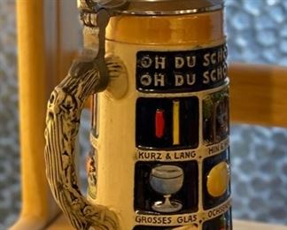 Vintage Oh Du Schone Schnitzelbank German Beer Stein	10in H	
