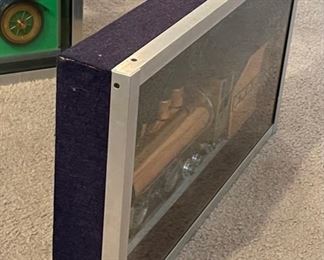 1970s Metal Copper & Brass Folk Art Steam Locomotive Train Framed	12x22x3in	HxWxD
