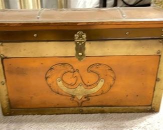 Vintage Heavy Copper & Brass Clad Chest w/ Bird	13 x 21 x 10 1/2	HxWxD
