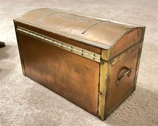 Vintage Heavy Copper & Brass Clad Chest w/ Bird	13 x 21 x 10 1/2	HxWxD
