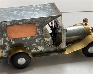 1970s Metal Copper & Brass Folk Art Delivery Truck #2	7 x 6 x 14	HxWxD
