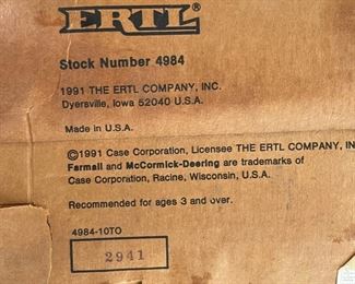 Ertl 1:16 McCormick-Deering F-20 Tractor NIB #4984 Die Cast Model	Box: 6x6x9in	HxWxD
