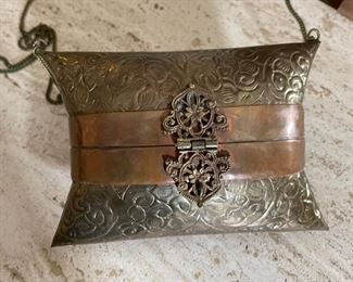 Vintage Brass Copper Pillow Purse Puffer	5x7x3in	HxWxD
