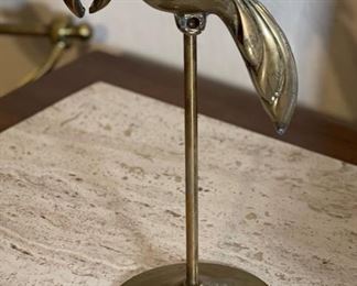 Brass Parrot Bird on Perch	10x6x4in	HxWxD
