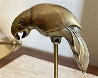 Brass Parrot Bird on Perch	10x6x4in	HxWxD
