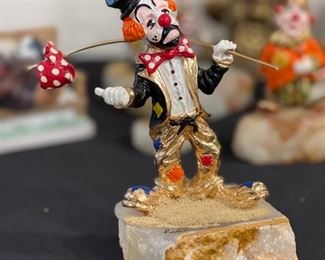 Vintage Signed Ron Lee Hitchhiking Hobo Clown Figurine Onyx Base 24k Gold Accent	3.5x3.5x6.5 inches	HxWxD
