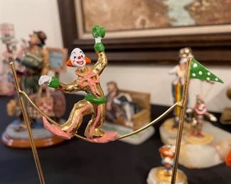 Vintage Signed Ron Lee  Clown On A Tight Rope	6.5x3.5x8	HxWxD

