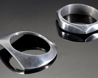 2pc 1980s Modern Aluminum Bangle Bracelet PAIR Glen Yank Style	Sz 8	
