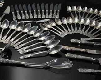98Pc Westmorland Milburn Rose Sterling Silver Silverware Set flatware 		
