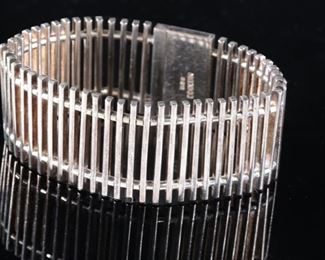 Mexican Modernist Sterling Silver Vintage  Ladder Link Bracelet 925 Taxco Mexico	7.5in Long x 1.25in W	
