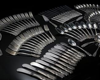 98Pc Westmorland Milburn Rose Sterling Silver Silverware Set flatware 		
