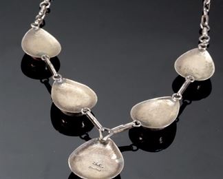 Sensa Eustace Zuni Multi Gemstone Inlay 5 Teardrop Sterling Silver Necklace Native American SE	17.5in long Centerpiece: 34mmx23mm	
