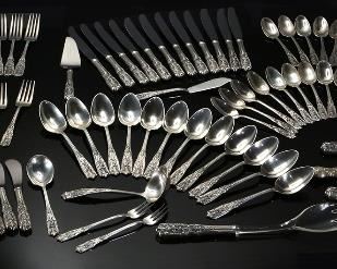 98Pc Westmorland Milburn Rose Sterling Silver Silverware Set flatware 		
