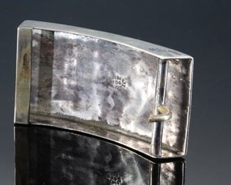 Vintage Mexico Sterling Silver & Turquoise Western Cowboy Belt Buckle 	1.75x2.75in Takes up to 1.5in belt	