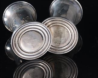 Crown Weighted Sterling Silver Salt & Pepper Shakers Glass Lined	4.5in H 	
