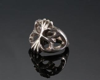 Vintage Navajo Sand Cast Silver Ring Native American SZ: 5	Size: 5 	