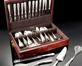 98Pc Westmorland Milburn Rose Sterling Silver Silverware Set flatware 		
