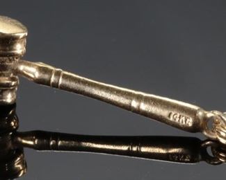 14k Gold Judge Gavel Charm Pendant 	28x9mm	
