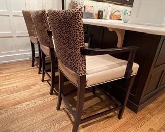 Hickory Chair custom upholstered bar stools with horse hair