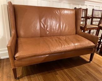 Lee Industries leather high back sofa