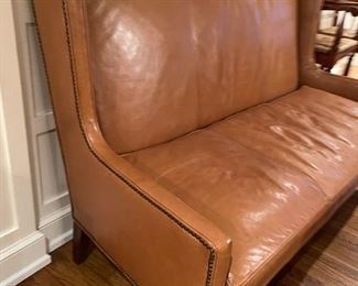 Lee industries leather high back sofa