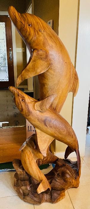 10___$1,200
Three Dolphin wood carving • 65high