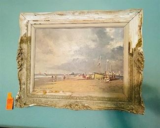 62___$100
damaged painting of beach signed