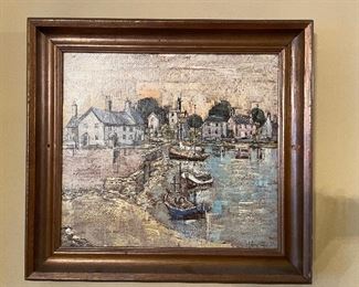 20___$195
Dempsey signed oil painting on canvas of Harbor 1960's 