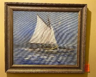 85___$75
Oil painting Boat At Sea signed Murphy