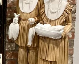 Native American Indians rattan and wood composite