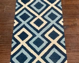 Two shades of blue & white hall runner