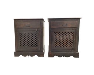 Pair Hand Carved Mexican Nightstands With Lattice
Est. $400-$600