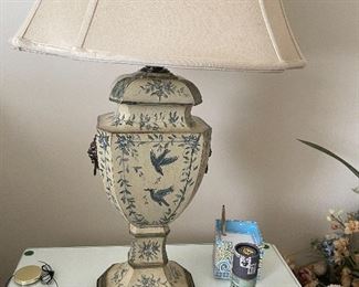 Pair of Blue and Cream Lamps