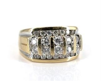 Lot 004
Contemporary Gold and Diamond Mans Ring.    https://www.bidoneverything.com/Event/LotDetails/109973784/Contemporary-Gold-and-Diamond-Mans-Ring