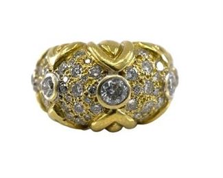 Lot 013
Diamond and 18K Domed Cocktail Ring.     https://www.bidoneverything.com/Event/LotDetails/109895764/Diamond-and-18K-Domed-Cocktail-Ring