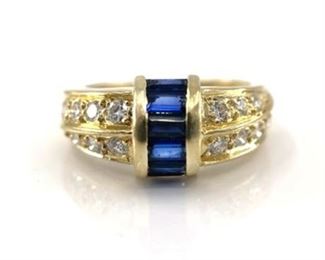 Lot 014
Sapphire and Diamond 18K Ring.    https://www.bidoneverything.com/Event/LotDetails/109896585/Sapphire-and-Diamond-18K-Ring