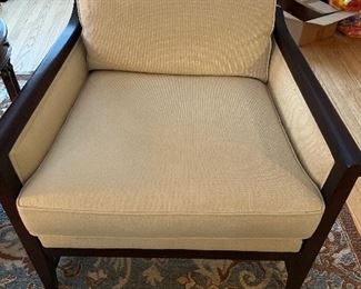 One of a pair of Wide Seat Henredon Upholstered Chairs Acquisitions