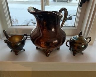 Silver Plate Water Pitcher, cream & sugar