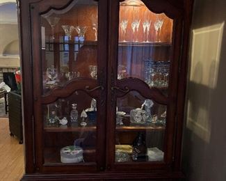 Lighted China Cabinet by Hooker with Double drawer base. Touch light feature