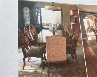 Montacito Grande Balustrade Double Pedestal Dining Table (Santa Barbara Collection) Medium Tone Measurements 86" L x 48" W x 20" H. With leaves 126".