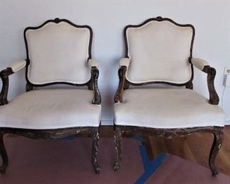 Pair of Louis XV style chairs with shield backs