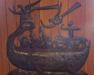 Iron wall hanging of viking ship