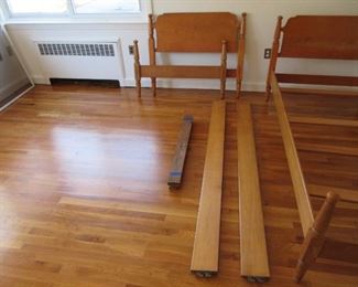 Pair of pine twin beds