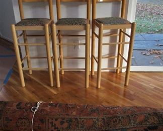 Three contemporary Bar stool with Upholstered seats