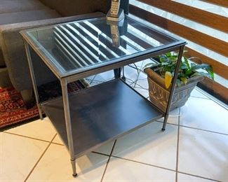 Metal End Table with Glass Top (Photo 1 of 2)
