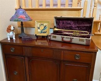 Vintage Credenza and vintage trumpet