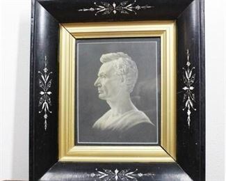 Antique Framed Grand Rapids Plaster Co Embossed Art of a Bust of President Abraham Lincoln Late 1800s