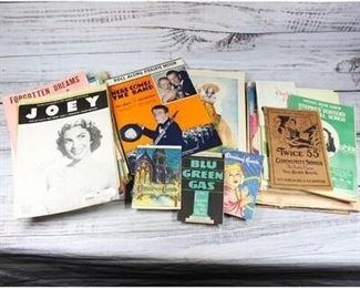 Antique Lot of Collectible Sheet Music Pamphlets and Books