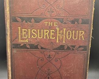 Antique Hardcover Book The Leisure Hour Late 1800s Periodical