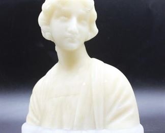 Antique Vintage Art Nouveau Commoner Woman Alabaster Figurine Bust